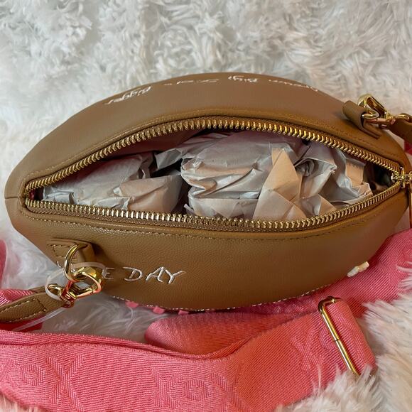 Betsey Johnson XOTOSS Football Shaped Shoulder Crossbody Bag Game Day Purse - Picture 4 of 11